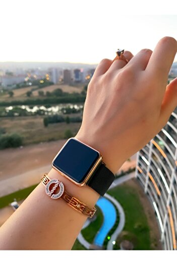 ÇENÇEN Unisex Model Siyah Rose Çelik Dijital Dokunmatik Ekran Kol Saati