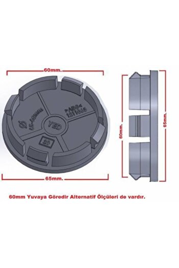 DURU DORUK Opel Jant Göbeği 65/60mm Sarı 60mm Yuva 4 Lü Set