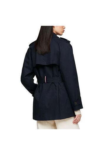 Tommy Hilfiger Women's Brand Logo Detailed Regular Fit Long Sleeve Navy Blue Trench Coat WW0WW40481-DW5