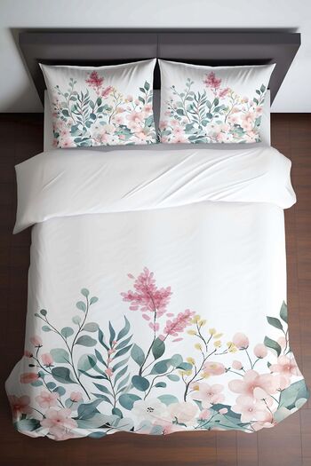 Else Dekor Colorful Floral Pattern Printed Cotton Satin Double Duvet Cover Set