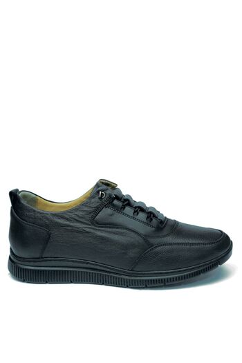 MAGIC SHOES Black Genuine Leather Men's Sneaker Shoes