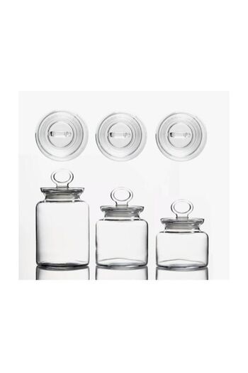 Paşabahçe Kitchen Glass Vacuum Jar with Lid Set of 3 Fma07091 Fma193925 Fma193949 224