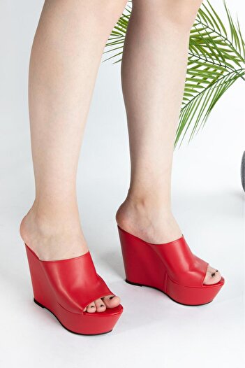ZAPO Women's Wedge Heeled High Red Shoes