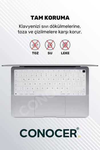 CONOCER Macbook Air 2020 13 Inc M1 A2337 / A2179 Compatible Turkish Q Keyboard Slim Keyboard Protective Case