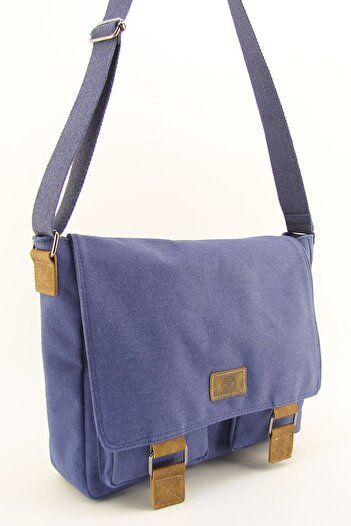 HNB Canvas Indigo Blue Waterproof Postman Business School Briefcase Laptop Bag (WITH HANDBAGS GIFT)