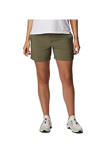 Columbia Khaki Plain Model Women's Shorts - Normal Waist, Woven Fabric2037201-397