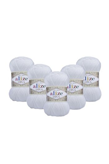 Alize Diva White - 5 Pieces Color Model: 55