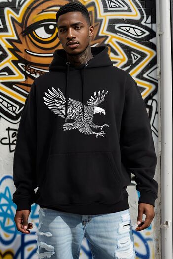 The Baski Eagle Printed 100% Cotton Unisex Black Premium Sweatshirt