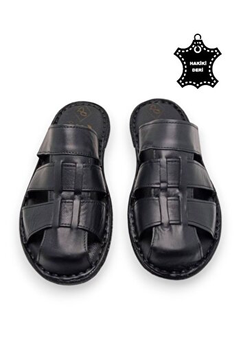 MAGIC SHOES Tamamen Hakiki Deri Ve Topuk Yastıklı Sistemli Ortopedik Erkek Terlik.