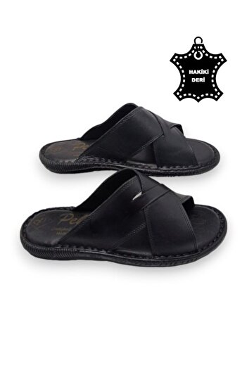 MAGIC SHOES Orthopedic Men's Slippers with All Genuine Leather and Heel Cushion System