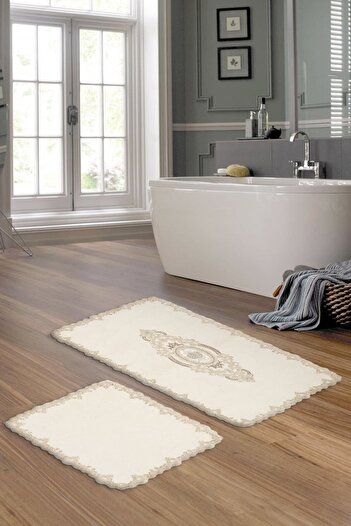 Alanur Home Βραδινό φόρεμα Alanur Βαμβακερό Σετ Τουαλέτας 2 τεμαχίων με δαντέλα Zümra Cream
