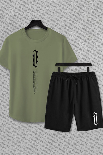 BETİLİNA Oversize Black Printed T-shirt and Shorts Set