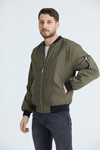 B.HE.Z Men's Saisonal Collar Jacket - Waterproof, Quilted Lined, Khaki