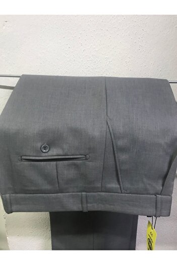 BUGİ GİYİM Klasik Kesim Pileli Gri Erkek Kumaş Pantolon 44 Beden