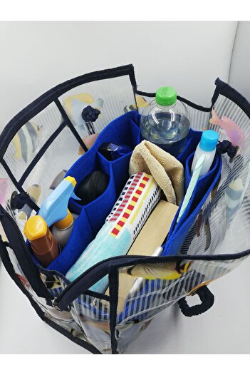 Marjinal Saks Blue Beach Bag - Organizer Inside