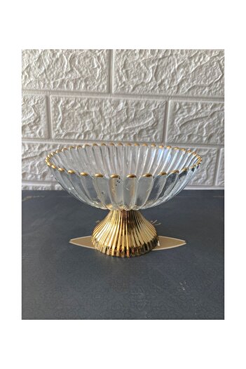 devigo Gold Detaylı Premium Şekerlik Ayaklı Cam Şekerlik 16 Cm