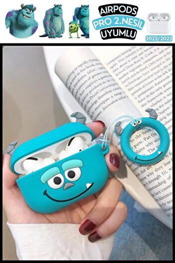 EWEC Pro 2. Nesil Uyumlu Monsters Inc James P. Sullivan Figürlü Koruyucu ve Darbe Emici Kulaklık Kılıfı