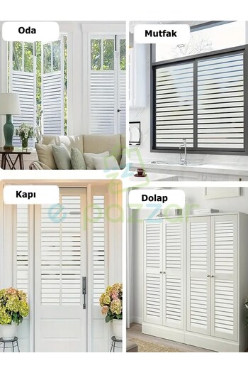 epazzar 3 Metre X 60 Cm Uv Koruyucu Transparan 3D Buzlu Zebra Çizgili Cam Banyo Pencere Folyosu Statik Stick