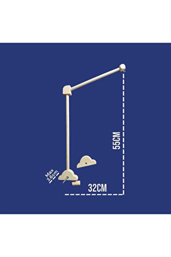 afralya home Ahşap Beşik Dönence Asma Aparatı bulut figürlü doğal 55x32 cm