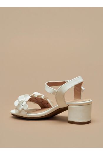 Flora Bella by Shoexpress Applique Detail Block Heeled Sandals with Hook and Loop Closure