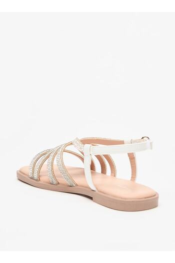 Celeste Girls' Embellished Flat Sandals with Hook and Loop Closure