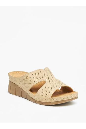 Le Confort Textured Slip-On Sandals with Wedge Heels