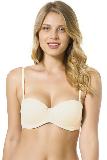 Le Jardin Ecru Strapless Strapless Silicone Striped Women's Bra 7030