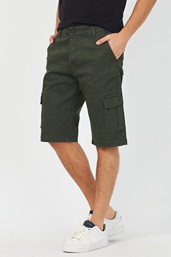 Tarz Cool Men's Khaki Cargo Pocket Lycra Shorts