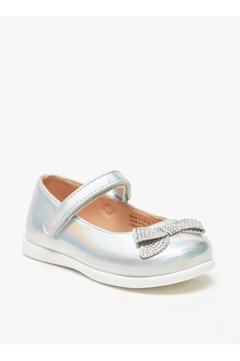Barefeet Bow Accent Mary Jane Shoes with Hook and Loop Closure