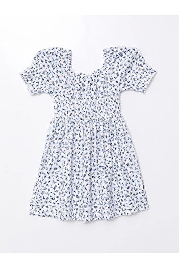 LC Waikiki LCW Kids Square Collar and Floral Print Dress For Girl