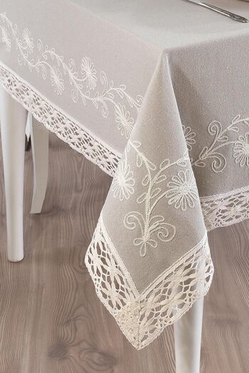 ÖDEL HOME Lacy Yarn Embroidered Table Cloth