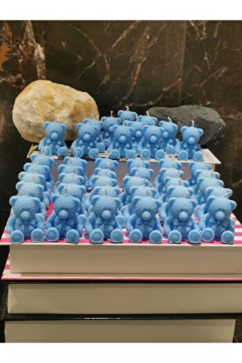 Genel Markalar İv Blue Purple Babyshower 20 Adet Bebe Mavisi Ayıcık Mum