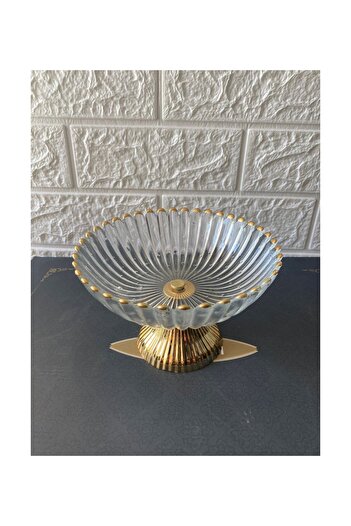 devigo Gold Detaylı Premium Şekerlik Ayaklı Cam Şekerlik 16 Cm