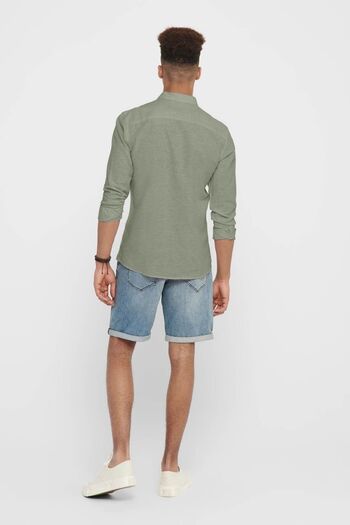 Only & Sons Men's Onscaiden Slim Fit Linen Shirt 22012321 Green