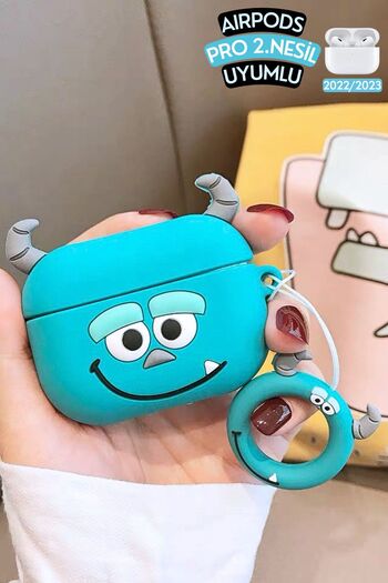 EWEC Pro 2. Nesil Uyumlu Monsters Inc James P. Sullivan Figürlü Koruyucu ve Darbe Emici Kulaklık Kılıfı