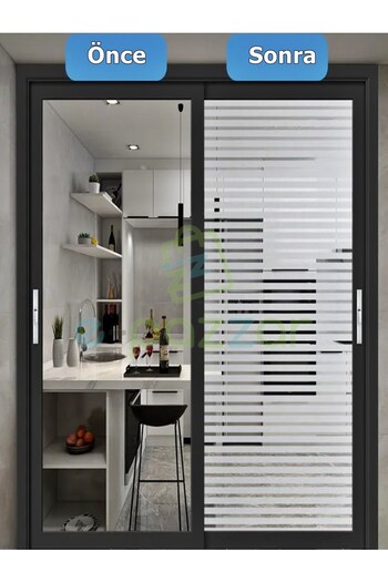 epazzar 3 Metre X 60 Cm Uv Koruyucu Transparan 3D Buzlu Zebra Çizgili Cam Banyo Pencere Folyosu Statik Stick