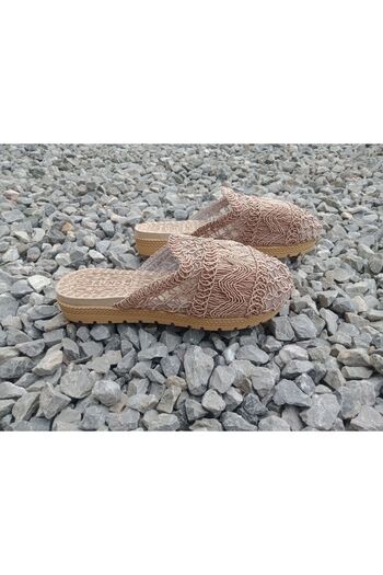 emta tasarım women's lace - mesh zigzag indoor daily stylish and comfortable model full-mold slippers