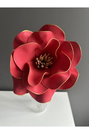 Luvienn Handmade Decorative Large Size Red Artificial Magnolia-Vase Flower