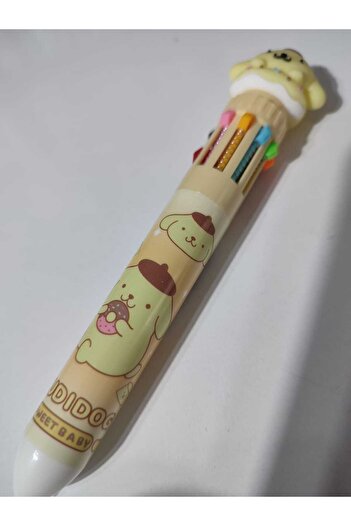 SANRIO 10 Renk Bir Arada Tükenmez Kalem Pompompurin Desenli