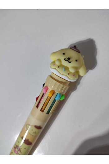 SANRIO 10 Renk Bir Arada Tükenmez Kalem Pompompurin Desenli