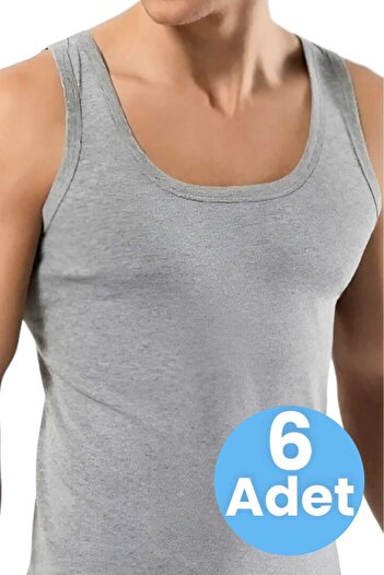 Mood Agenda 6-Piece Gray Men's Tank Top - Cotton Combed Cotton