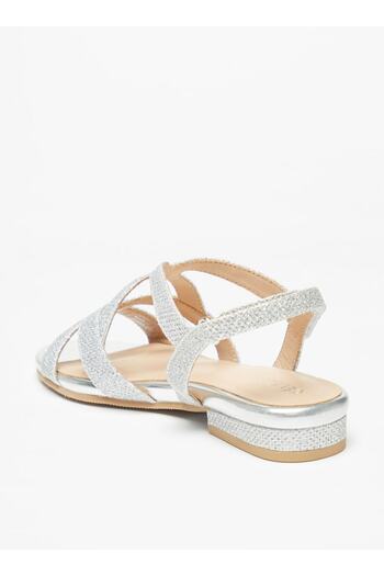Celeste Girls' Textured Flat Sandals with Hook and Loop Closure