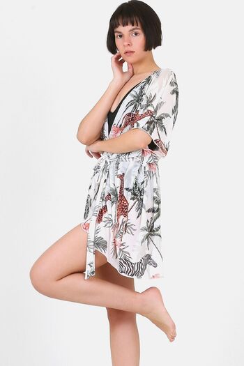 HAMUR Pareo Beach Dress Kimono Std Tropical White