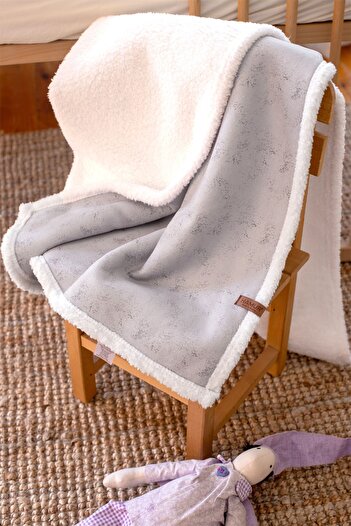 HAMUR Fluffy Baby Blanket 80X100 Solid Gray Swaddle Stroller Double-Sided Sheep Wool Blanket 100X80