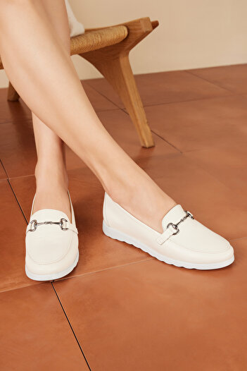 Ziya Genuine Leather Beige Women's Casual Shoes -1411022Z2072