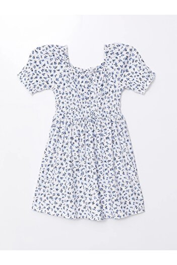 LC Waikiki LCW Kids Square Collar and Floral Print Dress For Girl