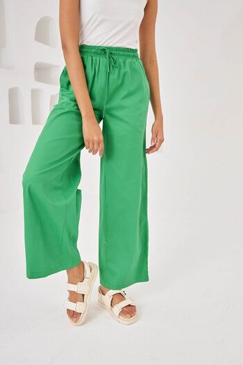 Orfeo Negro WOMEN'S ELASTIC WAIST COMFORTABLE FIT COTTON TABARDINE TROUSERS