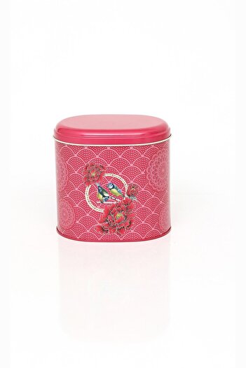 EVLE Ef004-d8 Blooming Red Patterned Oval Metal Storage Container 11x15 Cm