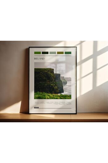 Linacci Single Black Thin Framed Decoupage Green Living Room Glass Poster Painting Set
