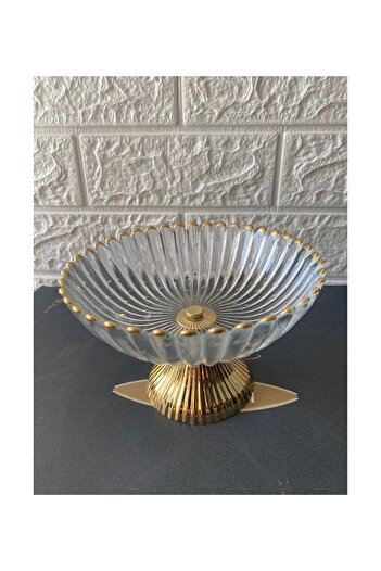 devigo Gold Detaylı Premium Şekerlik Ayaklı Cam Şekerlik 16 Cm